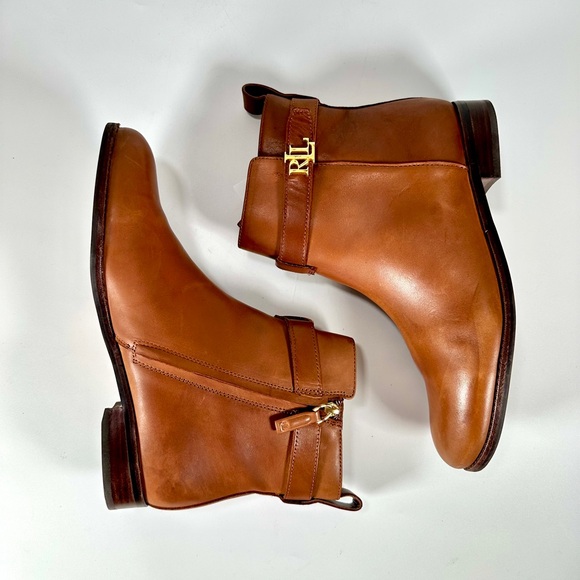 Lauren Ralph Lauren Briele Brown Leather Boots US 9.5 B - Picture 11 of 16